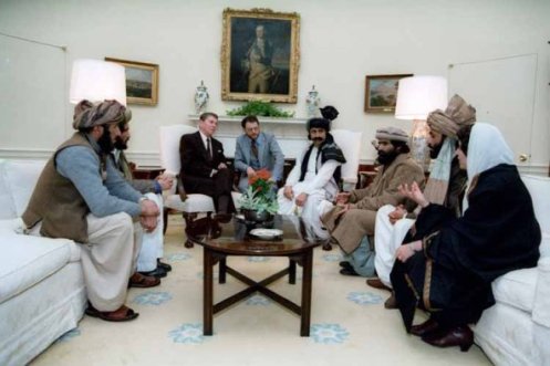 Reagan reunido con los Mujaidines afganos
